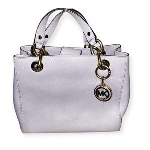 Michael Kors Grey Saffiano Leather Mini Tote Bag with Gold Hardware